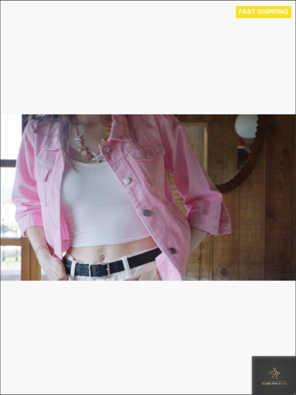 3/4 Sleeve Short Denim Jacket Lapel Button Down Cropped Trucker Jean Jackets - Picture 6 of 7